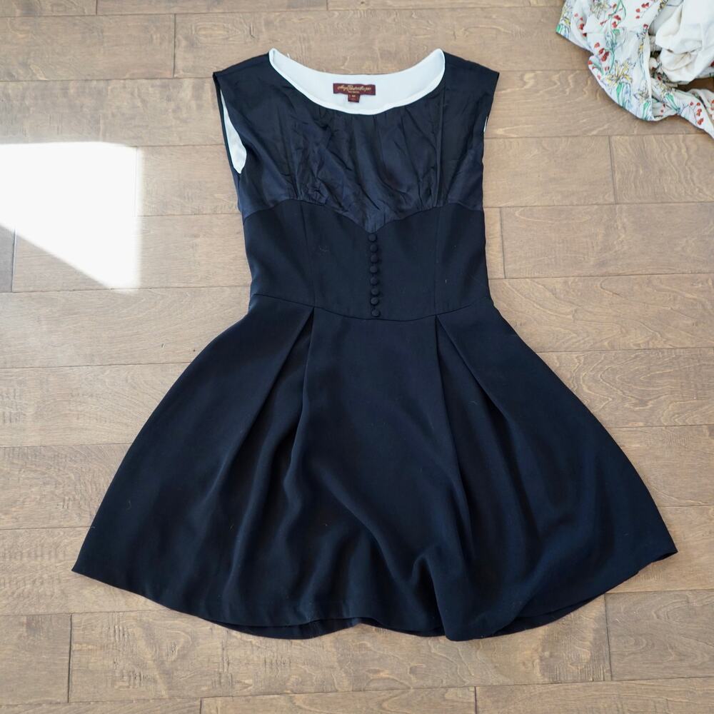 Anya Ponorovskaya black tuxedo style fit and flare dress Black Womens Size 12